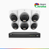 NightChroma<sup>TM</sup> NAK500 - Updated Version, 3K 8 Channel 6 Cameras TVI Security System, Acme Color Night Vision, 2960 × 1665 Resolution, f/1.0 Aperture (0.001 Lux), Built-in Microphone, IP67