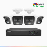 NightChroma<sup>TM</sup> NAK200 - 1080P 4 Channel 4 Cameras Wired CCTV System, Acme Color Night Vision, f/1.0 Super Aperture, 0.001 Lux, 121° FoV, Active Alignment