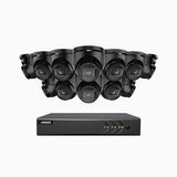EL200 - 1080p 16 Channel Outdoor Wired Security CCTV System with 12 Cameras, 3.6 MM Lens, Smart DVR with Human & Vehicle Detection, 66 ft Infrared Night Vision, 4-in-1 Output Signal, IP67