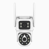 WCD400 - 4MP Wireless Outdoor Dual-Lens WiFi Security Camera, 2.4G/5G Dual-Band WiFi, 350° Pan & 90° Tilt, Dual-Light Night Vision, Motion Detection, Two-Way Audio, Cloud & Max. 256 GB Local Storage, Works with Alexa