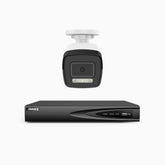 H500P - 3K 4 Channel 1 Camera PoE Security System, Color & IR Night Vision, 3072*1728 Resolution, f/1.6 Aperture (0.005 Lux), Human & Vehicle Detection, Built-in Microphone,IP67