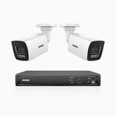 H800 - 4K 4 Channel 2 Cameras PoE Security System, Human & Vehicle Detection, Color & IR Night Vision, Built-in Mic, RTSP Supported