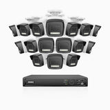 H500P - 3K 16 Channel 16 Cameras PoE Security System, Color & IR Night Vision, 3072*1728 Resolution, f/1.6 Aperture (0.005 Lux), Human & Vehicle Detection, Built-in Microphone,IP67