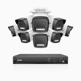 H500P - 3K 16 Channel 8 Cameras PoE Security System, Color & IR Night Vision, 3072*1728 Resolution, f/1.6 Aperture (0.005 Lux), Human & Vehicle Detection, Built-in Microphone,IP67