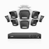 H500P - 3K 16 Channel 8 Cameras PoE Security System, Color & IR Night Vision, 3072*1728 Resolution, f/1.6 Aperture (0.005 Lux), Human & Vehicle Detection, Built-in Microphone,IP67