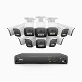 HZ804 - 4K 16 Channel 12 Cameras PoE Security System, 4X Optical Zoom, 2.8 - 12 MM Motorized Varifocal Lens, Smart Dual Light Night Vision, Motion Detection 2.0, Built-in Microphone, Siren & Strobe Alarm, Upgraded Version