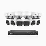 H800 - 4K 16 Channel PoE Security System with 6 Bullet & 6 Dome (IK10) Cameras, Vandal-Resistant, Human & Vehicle Detection, Color & IR Night Vision, Built-in Mic, RTSP Supported