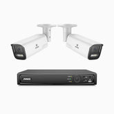 HZ804 - 4K 8 Channel 2 Cameras PoE Security System, 4X Optical Zoom, 2.8 - 12 MM Motorized Varifocal Lens, Smart Dual Light Night Vision, Motion Detection 2.0, Built-in Microphone, Siren & Strobe Alarm, Upgraded Version
