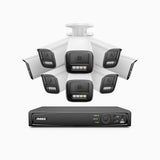 HZ804 - 4K 8 Channel 8 Cameras PoE Security System, 4X Optical Zoom, 2.8 - 12 MM Motorized Varifocal Lens, Smart Dual Light Night Vision, Motion Detection 2.0, Built-in Microphone, Siren & Strobe Alarm, Upgraded Version