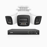 H800 - 4K 8 Channel 3 Cameras PoE Security System, Human & Vehicle Detection, Built-in Mic & SD Card Slot, Color & IR Night Vision, RTSP Supported