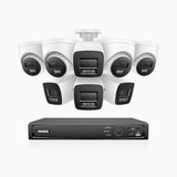 H1200 - 4K 12MP 8 Channel PoE Security System with 4 Bullet & 4 Turret Cameras, Color & IR Night Vision, Human & Vehicle Detection, H.265+, Built-in Microphone, Max. 512 GB Local Storage, IP67