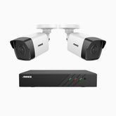H500 - 3K 8 Channel 2 Cameras PoE Security System, EXIR 2.0 Night Vision, Built-in Mic & SD Card Slot, RTSP Supported,IP67 Waterproof, RTSP Supported, Works with Alexa ,IP67 Waterproof, RTSP Supported