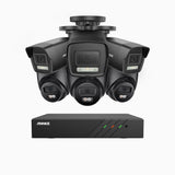 H500P - 3K 8 Channel PoE Security System with 3 Bullet & 3 Turret Cameras, Color & IR Night Vision, 3072*1728 Resolution, f/1.6 Aperture (0.005 Lux), Human & Vehicle Detection, Built-in Microphone,IP67