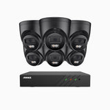 H500P - 3K 8 Channel 6 Cameras PoE Security System, Color & IR Night Vision, 3072*1728 Resolution, f/1.6 Aperture (0.005 Lux), Human & Vehicle Detection, Built-in Microphone,IP67