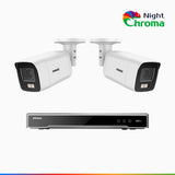 NightChroma<sup>TM</sup> NCK800 – 4K 8 Channel 2 Cameras PoE Security System, f/1.0 Super Aperture, Color Night Vision, 2CH 4K Decoding Capability, Human & Vehicle Detection, Intelligent Behavior Analysis, Built-in Mic, 124° FoV, All-Metal Housing