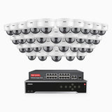 H500 - 3K 32 Channel 32 Cameras PoE Security System, EXIR 2.0 Night Vision, Built-in Mic & SD Card Slot, Works with Alexa, 16-Port PoE Switch Included ,IP67 Waterproof, RTSP Supported