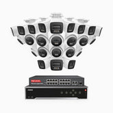 H800 - 4K 32 Channel PoE Security System with 12 Bullet & 12 Turret Cameras, Human & Vehicle Detection, Color & IR Night Vision, Built-in Mic, RTSP Supported, 16-Port PoE Switch Included