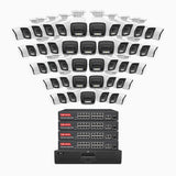 H1200 - 4K 12MP 64 Channel 48 Cameras PoE Security System, Color & IR Night Vision, Human & Vehicle Detection, H.265+, Built-in Microphone, Max. 512 GB Local Storage, IP67