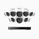 H800X - 4K 16 Channel 12 Cameras PoE Security System, 1/1.8'' BSI Sensor, f/1.6 Aperture (0.003 Lux), Siren & Strobe Alarm,Two-Way Audio, Human & Vehicle Detection, Perimeter Protection, All-Metal Housing