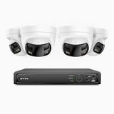 ANNKE FCD800 8 Channel PoE Security Camera System with 4 X 8MP UHD Dual Lens Cameras, 180° Panoramic View, Smart Dual Light Night Vision, Two-Way Audio, Active Siren & Alarm, Human & Vehicle Detection, IP67