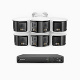 FDH600 - 8 Channel PoE Security System with 6 Dual Lens Cameras, 6MP Resolution, 180° Panoramic View, Smart Dual Light Night Vision, Two-Way Audio, Active Siren & Alarm, Human & Vehicle Detection, IP67