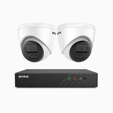 H300 - 2K 3MP 8 Channel 2 Cameras PoE Security System, EXIR 2.0 Night Vision, Motion Detection, H.265+, IP67 Waterproof