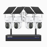 WBS400 - 4MP 8 Channel 4 Battery Cameras Outdoor Wireless NVR Security System, 2.4G & 5.8G Dual-Band WiFi, Motion Detection, Two-Way Audio, Battery & Solar Powered, 270° Pan & 90° Tilt, Cloud & Max. 256 GB Local Storage, Works with Alexa