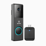 2-Pack Whiffle 1080P Full HD Wireless Doorbell Camera, 148° Field of View, 4800mAh Battery Powered, Motion Detection, Two-Way Audio, Cloud & TF Card Storage, Works with Alexa