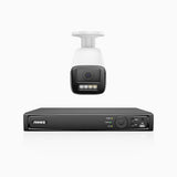 HZ804 - 4K 4 Channel 1 Camera PoE Security System, 4X Optical Zoom, 2.8 - 12 MM Motorized Varifocal Lens, Smart Dual Light Night Vision, Motion Detection 2.0, Built-in Microphone, Siren & Strobe Alarm, Upgraded Version