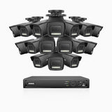 H500P - 3K 16 Channel 16 Cameras PoE Security System, Color & IR Night Vision, 3072*1728 Resolution, f/1.6 Aperture (0.005 Lux), Human & Vehicle Detection, Built-in Microphone,IP67