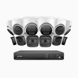 H300 - 2K 3MP 16 Channel PoE Security System with 6 Bullet & 6 Turret Cameras, EXIR 2.0 Night Vision, Motion Detection, H.265+, IP67 Waterproof