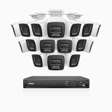 H1200 - 4K 12MP 16 Channel 16 Cameras PoE Security System, Color & IR Night Vision, Human & Vehicle Detection, H.265+, Built-in Microphone, Max. 512 GB Local Storage, IP67