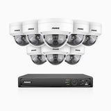 H1200 - 4K 12MP 8 Channel 8 Cameras PoE Security System, Color & IR Night Vision, Human & Vehicle Detection, H.265+, Built-in Microphone, Max. 512 GB Local Storage, IP67