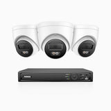 H800 - 4K 8 Channel 3 Cameras PoE Security System, Human & Vehicle Detection, Built-in Mic & SD Card Slot, Color & IR Night Vision, RTSP  Supported