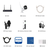 WS300 – 2K Super HD 8 Channel 6 Cameras Wireless NVR Security System, Built-in Mic, Human Recognition, Works with Alexa