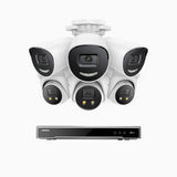 H800X - 4K 8 Channel PoE Security System with 3 Bullet & 3 Turret Cameras, 1/1.8'' BSI Sensor, f/1.6 Aperture (0.003 Lux), Siren & Strobe Alarm,Two-Way Audio, Human & Vehicle Detection, Perimeter Protection, All-Metal Housing