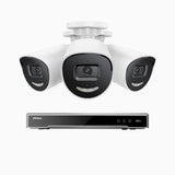 H800X - 4K 8 Channel 3 Cameras PoE Security System, 1/1.8'' BSI Sensor, f/1.6 Aperture (0.003 Lux), Siren & Strobe Alarm,Two-Way Audio, Human & Vehicle Detection, Perimeter Protection, All-Metal Housing