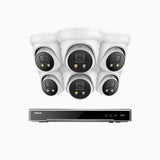 H800X - 4K 8 Channel 6 Cameras PoE Security System, 1/1.8'' BSI Sensor, f/1.6 Aperture (0.003 Lux), Siren & Strobe Alarm,Two-Way Audio, Human & Vehicle Detection, Perimeter Protection, All-Metal Housing