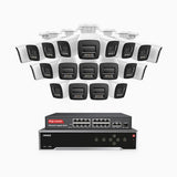 H1200 - 4K 12MP 32 Channel 20 Cameras PoE Security System, Color & IR Night Vision, Human & Vehicle Detection, H.265+, Built-in Microphone, Max. 512 GB Local Storage, IP67