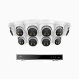 H800X - 4K 16 Channel 10 Cameras PoE Security System, 1/1.8'' BSI Sensor, f/1.6 Aperture (0.003 Lux), Siren & Strobe Alarm,Two-Way Audio, Human & Vehicle Detection, Perimeter Protection, All-Metal Housing