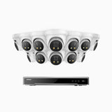 H800X - 4K 16 Channel 12 Cameras PoE Security System, 1/1.8'' BSI Sensor, f/1.6 Aperture (0.003 Lux), Siren & Strobe Alarm,Two-Way Audio, Human & Vehicle Detection, Perimeter Protection, All-Metal Housing