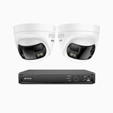 FDH600 - 8 Channel PoE Security System with 2 Dual Lens Cameras, 6MP Resolution, 180° Panoramic View, Smart Dual Light Night Vision, Two-Way Audio, Active Siren & Alarm, Human & Vehicle Detection, IP67