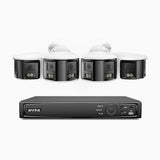 ANNKE FCD800 8 Channel PoE Security Camera System with 4 X 8MP UHD Dual Lens Cameras, 180° Panoramic View, Smart Dual Light Night Vision, Two-Way Audio, Active Siren & Alarm, Human & Vehicle Detection, IP67