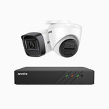 H300 - 2K 3MP 8 Channel PoE Security System with 1 Bullet & 1 Turret Cameras, EXIR 2.0 Night Vision, Motion Detection, H.265+, IP67 Waterproof