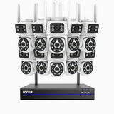 WCDS400 - 4MP 16 Channel 10 Dual-Lens WiFi Cameras Outdoor Wireless NVR Security System, 2.4G/5G Dual-Band WiFi, 350° Pan & 90° Tilt, Dual-Light Night Vision, Motion Detection, Two-Way Audio, Works with Alexa